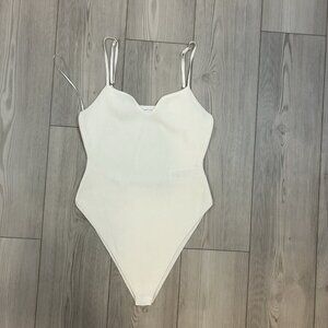 NEW Grey Lab Los Angelas Ribbed Medium Bodysuit White‎ Festival High Cut